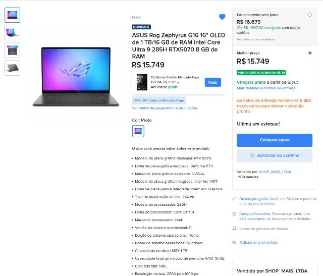 Notebook Asus Rog Zephyrus G16 - Foto 5
