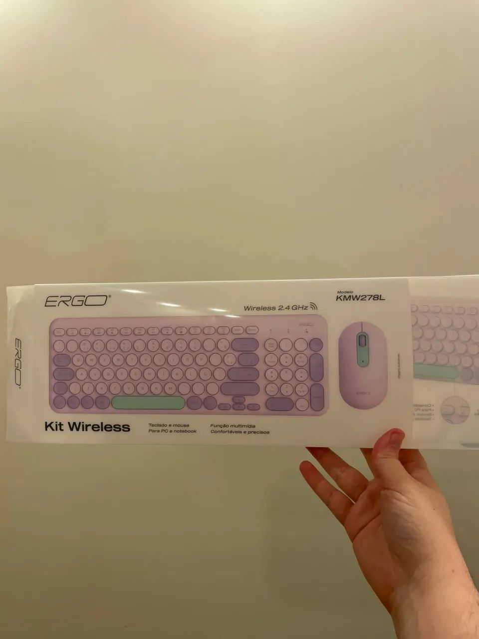 Kit sem fio teclado e mouse lilás - Ergo KMW278L - Foto 3