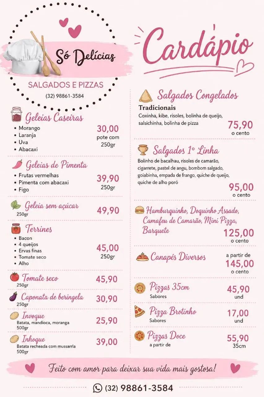Pizzas salgados entre outros