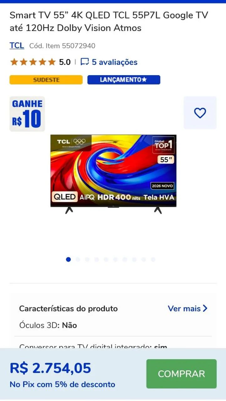 Smart Tv 55 polegadas 4k Q-led Premium 