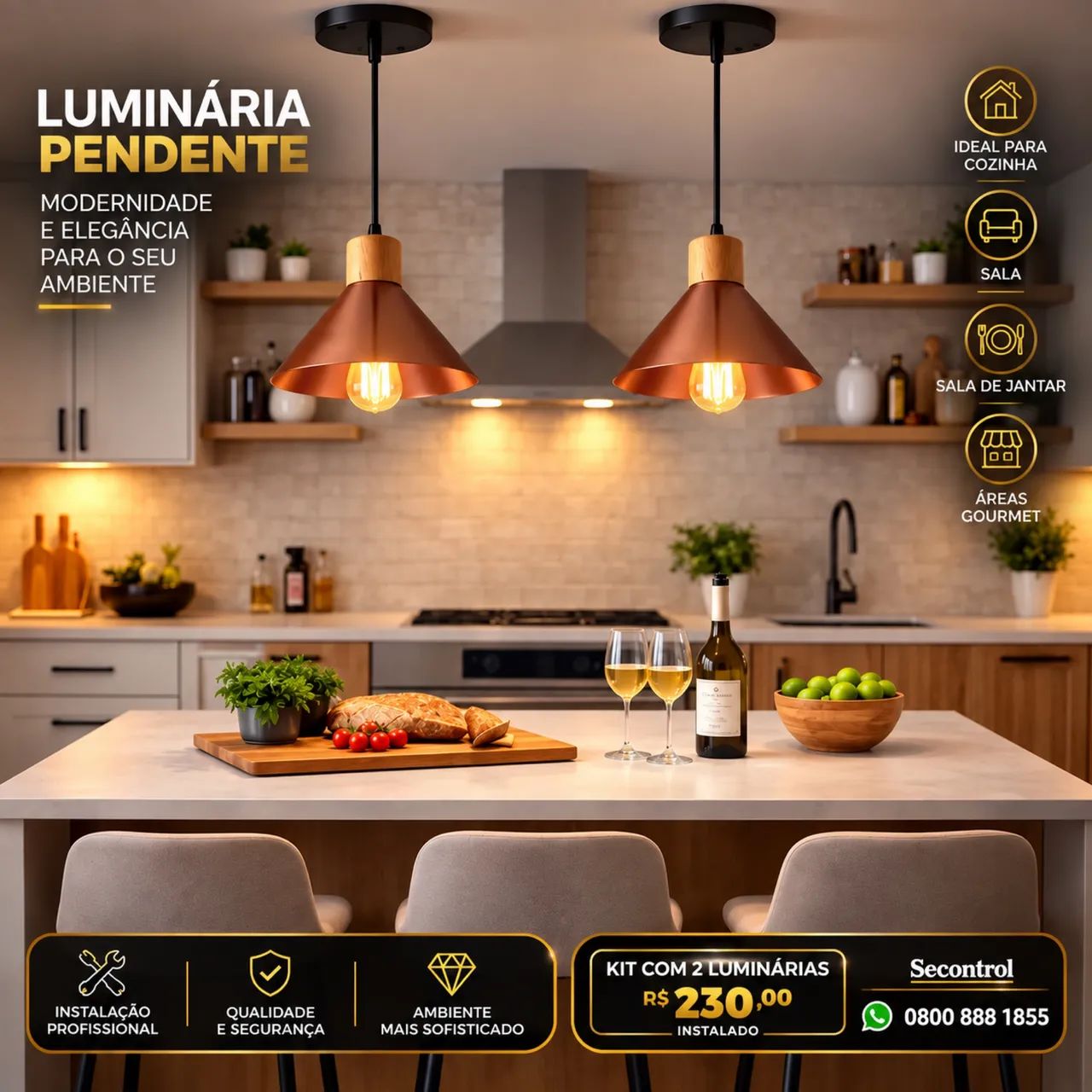 Kit com 2 luminária lindas / instalado 