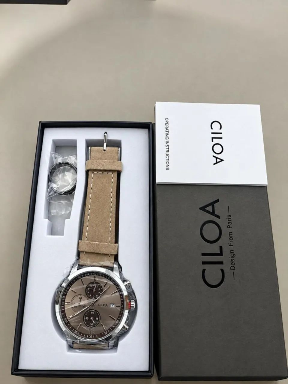 Relógio CILOA Chronograph 42mm Champagne Dial 