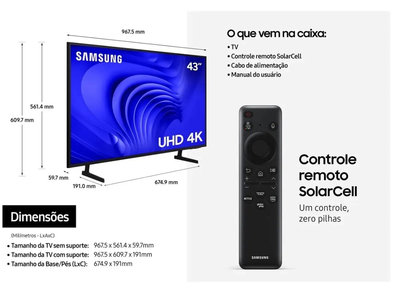 Smart TV 43? UHD 4K LED Samsung 43DU7700 + Wi-Fi Bluetooth Alexa 3 HDMI (Usada) - Foto 2
