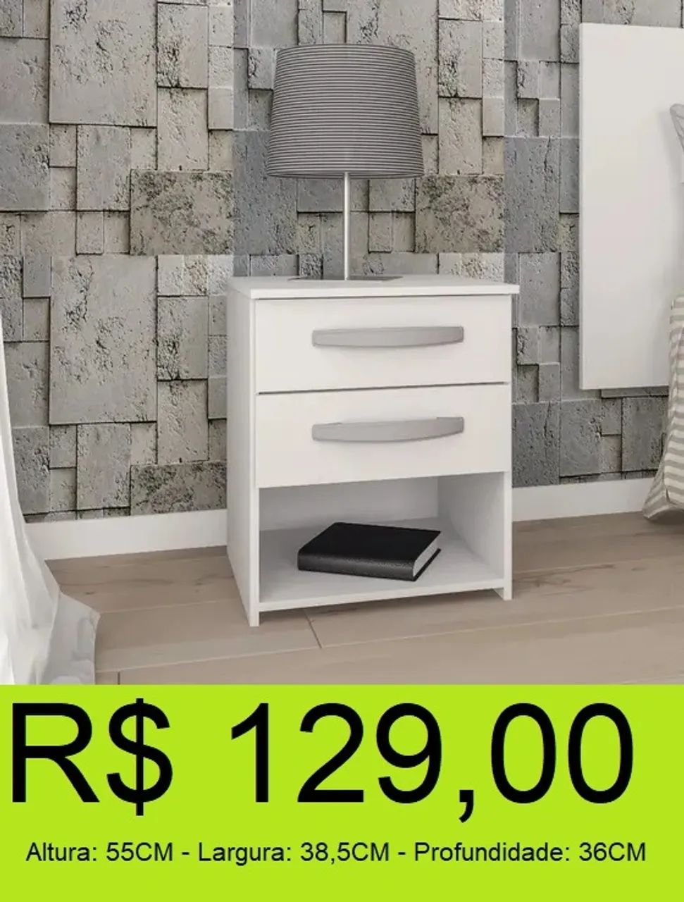 Mesa de cabeceira duas gavetas moderna - Parcelamos sem juros