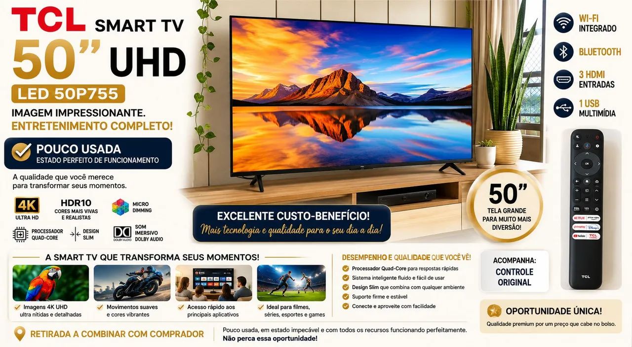 SMART TV TCL 50' - ULTRA HD 4K - Foto 3