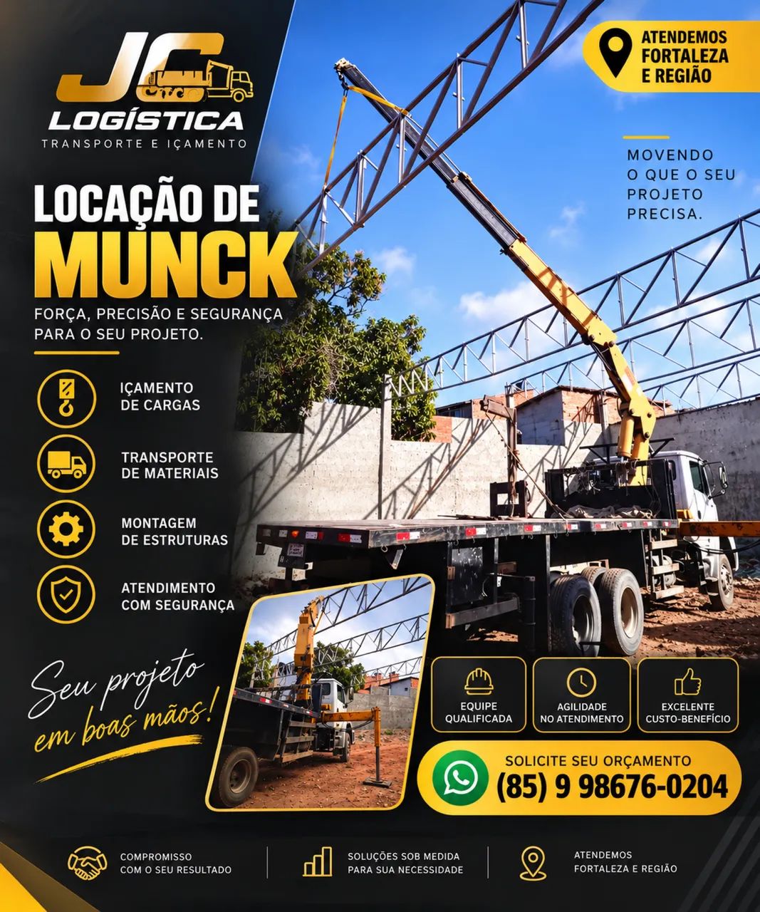 LOCAÇÃO DE MUNCK | IÇAMENTO E TRANSPORTE DE CARGAS