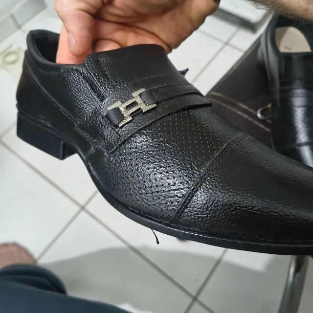 Sapato social preto couro 100 % legítimo  - Foto 4