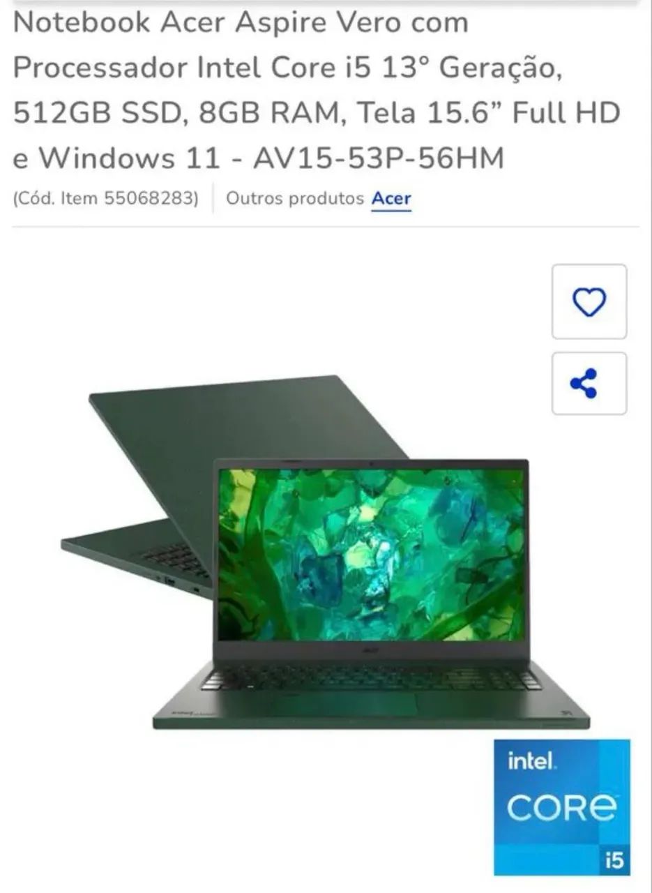 Troco notebook Acer Vero I5 em Ps5 Xbox X ou IPhone 14 Pro Max  - Foto 4