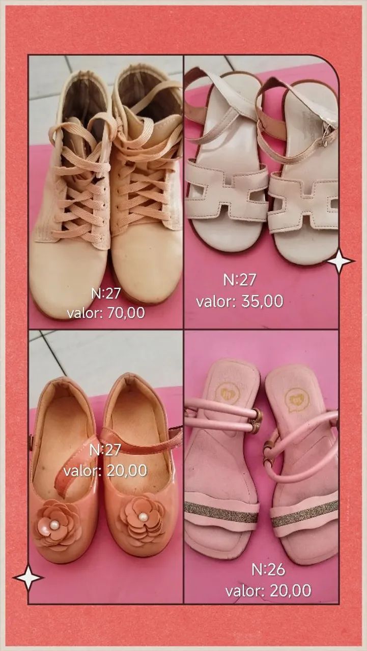 Kit de calçados infantil feminino 