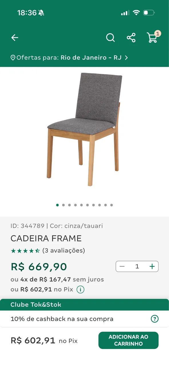 Mesa de jantar da Tok Stok com 4 cadeiras - Foto 5