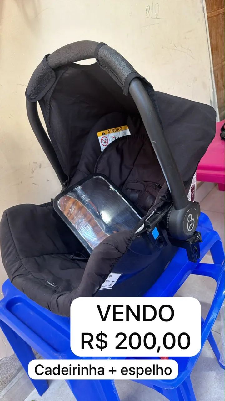 Bebê conforto Galzerano + espelho + base /suporte 