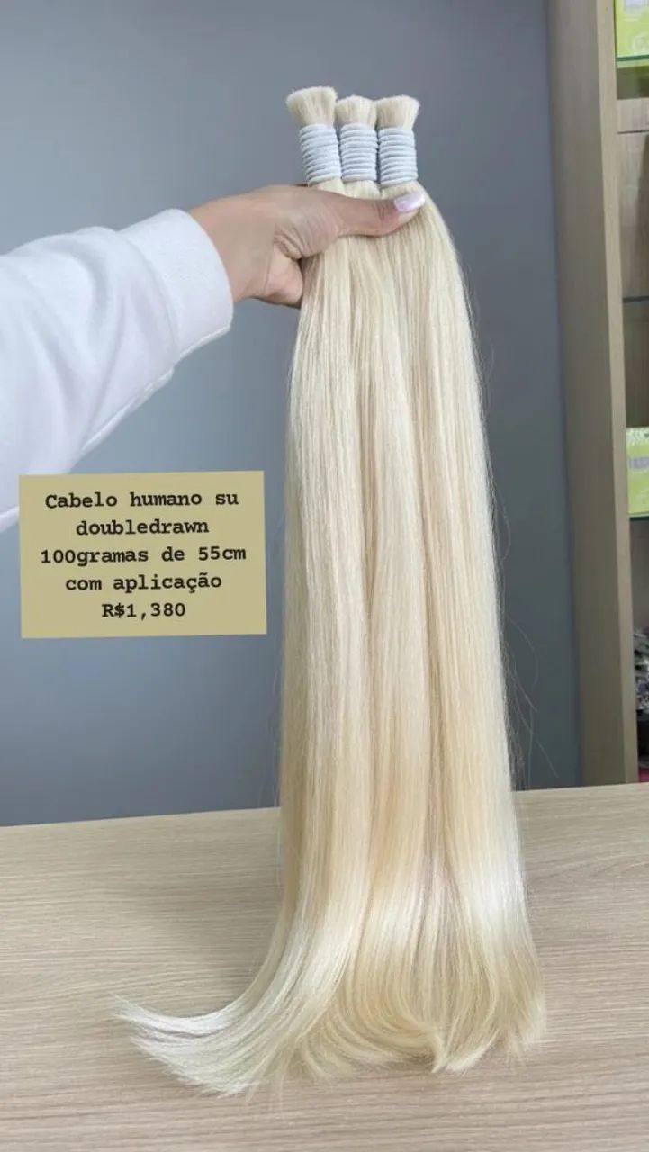Cabelo humano double drawn 55cm 