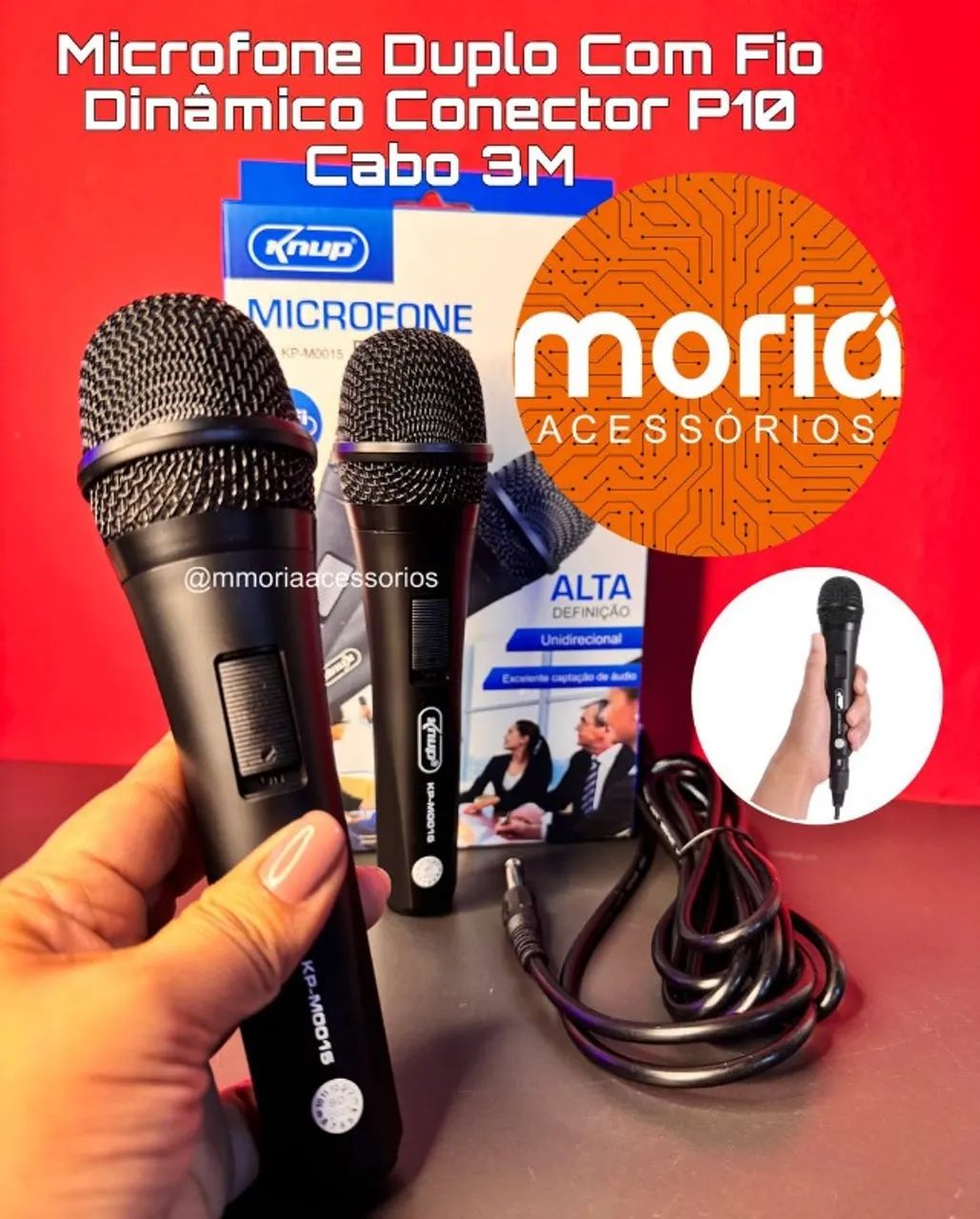Microfone Duplo Com Fio KP-M0015  - Foto 2