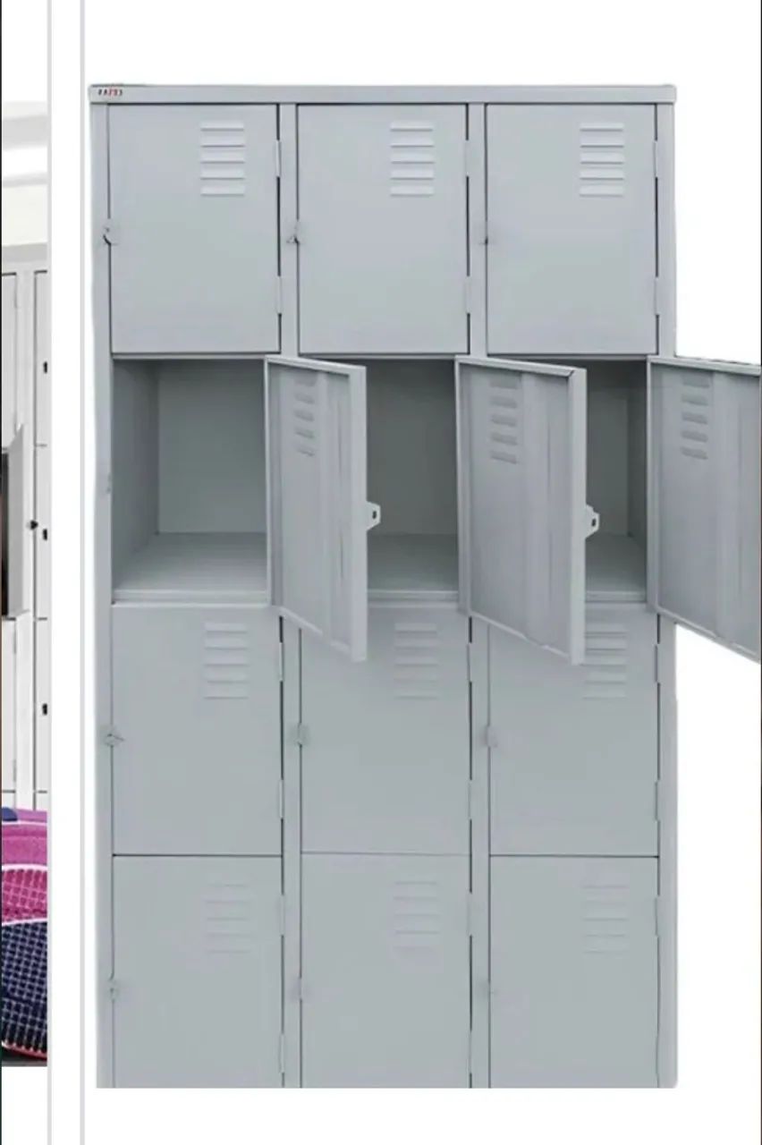 armario de aço cinza 12 portas