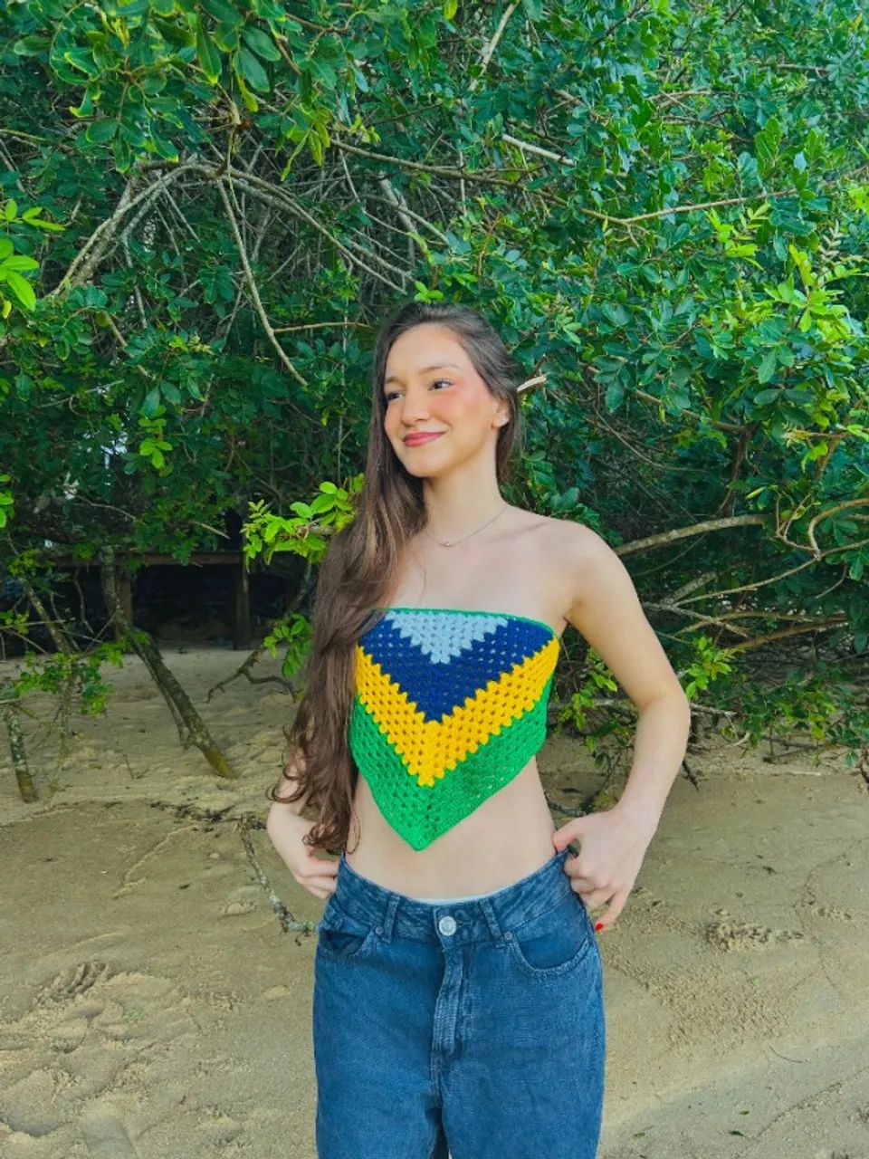 Bandana do Brasil em Crochê - Foto 3