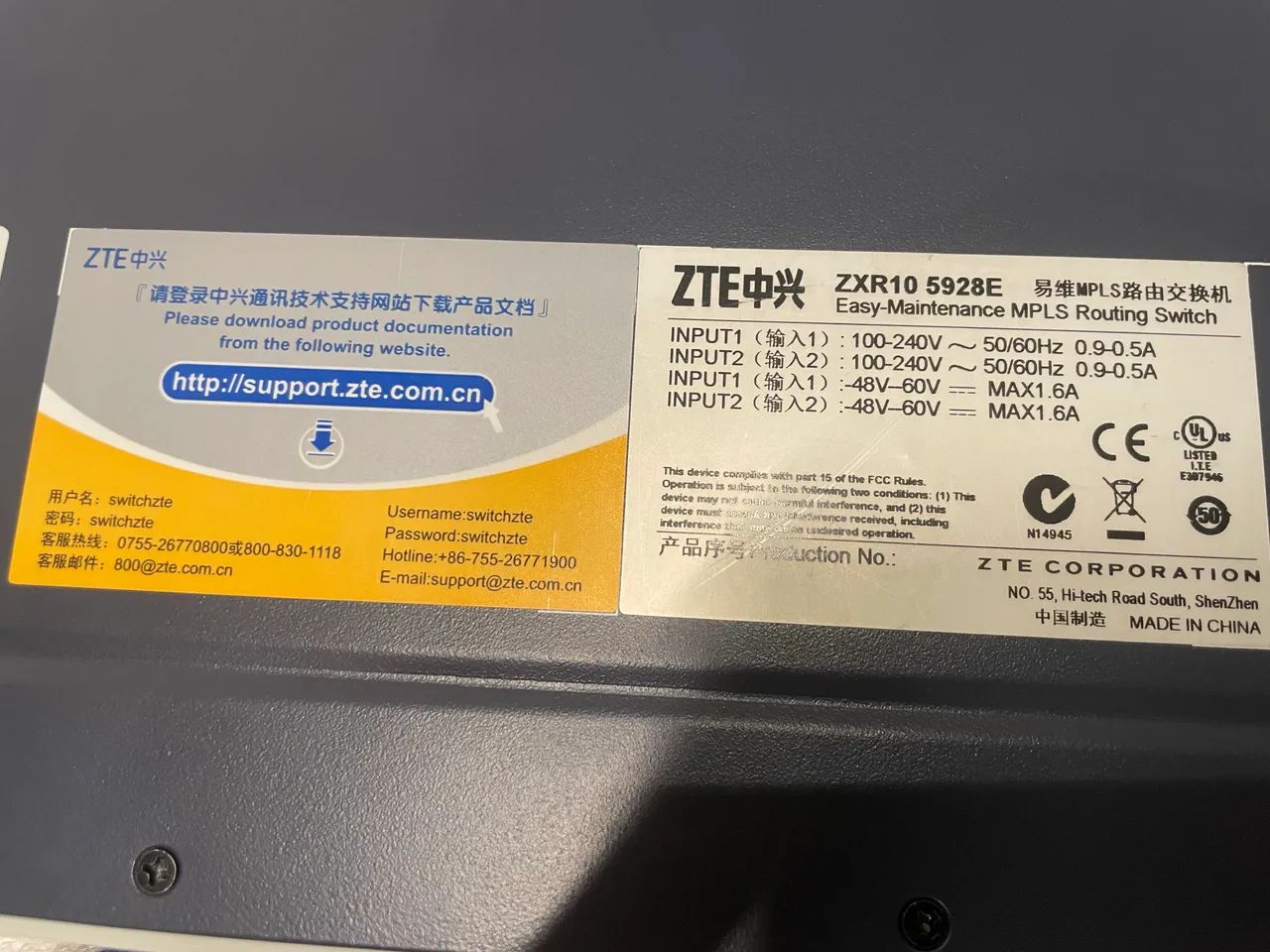 Switch ZTE ZXR10 5928E - Switch MPLS de Alta Performance