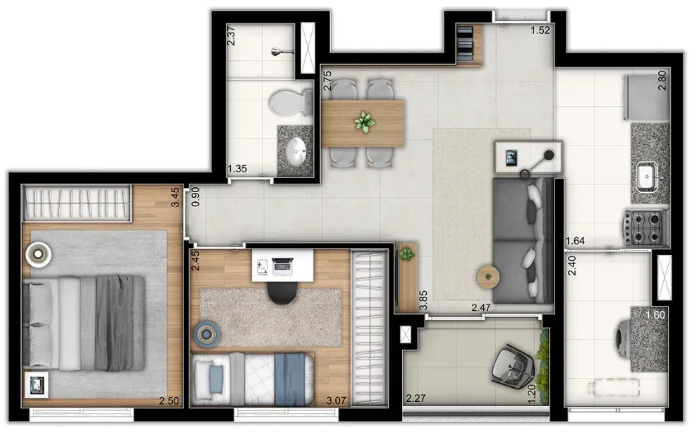 PLANTA 54m²