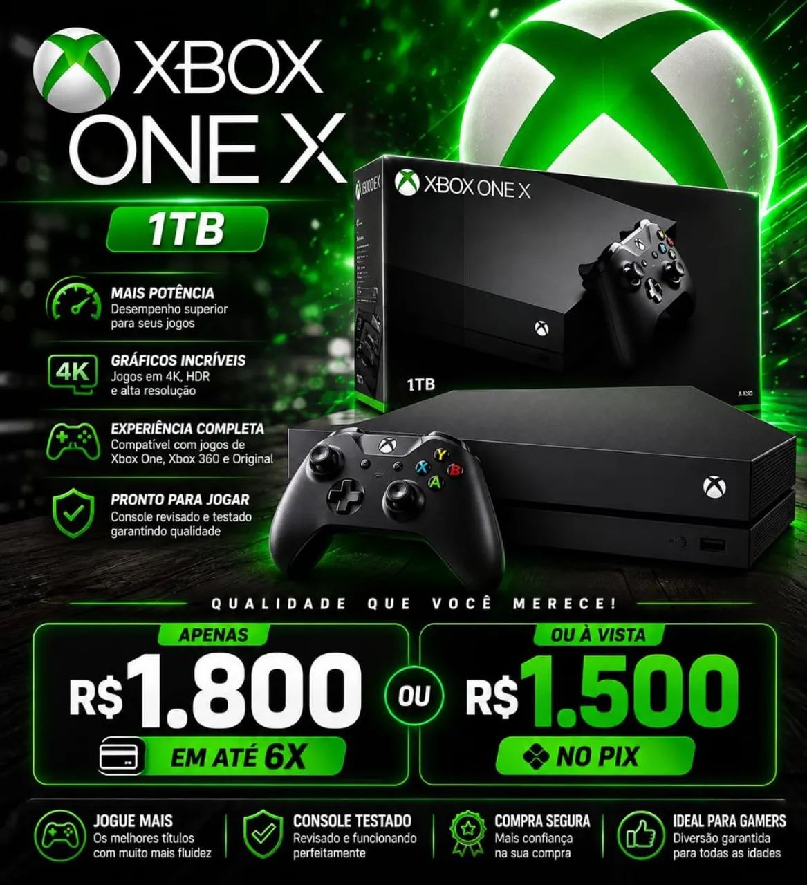 Xbox One X tunado com SSD 1TB 