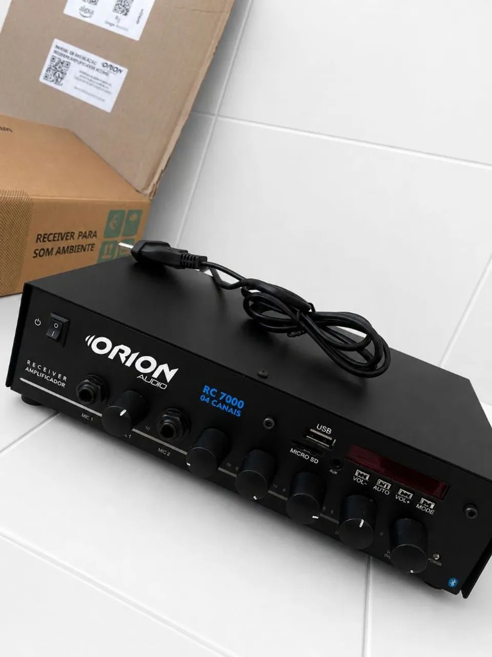 AMPLIFICADOR ORION AUDIO RC7000 4 Canais | Bluetooth | USB | SD | Microfone