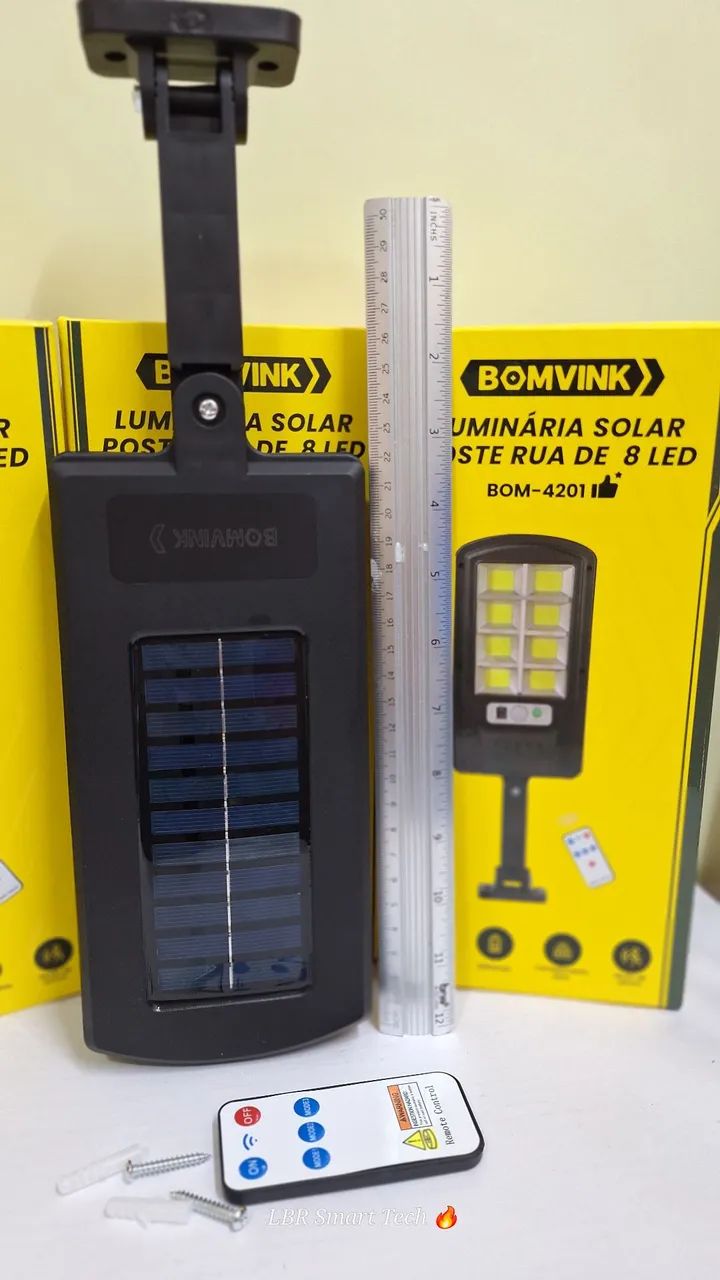 Refletor LED Com Placa Solar, Sensor e Controle Remoto.  - Foto 2