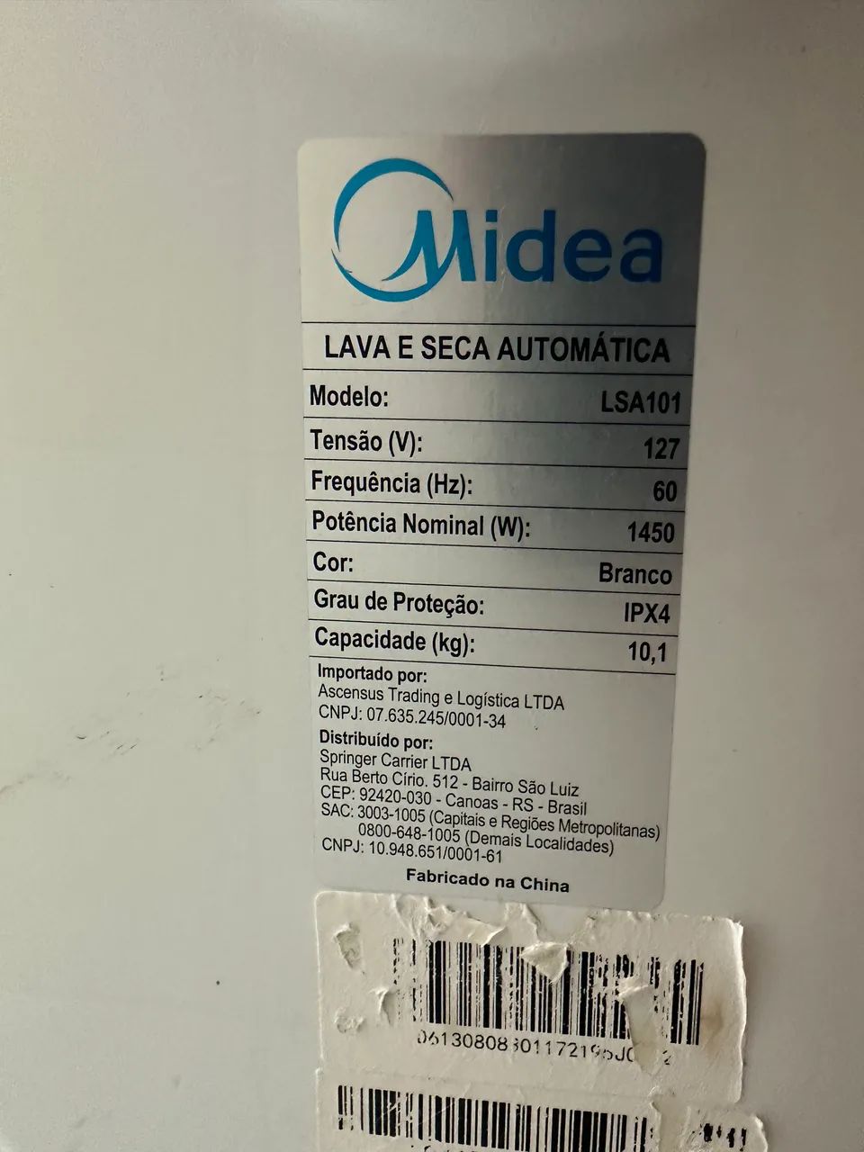 Lava e Seca Midea LSA101 usada