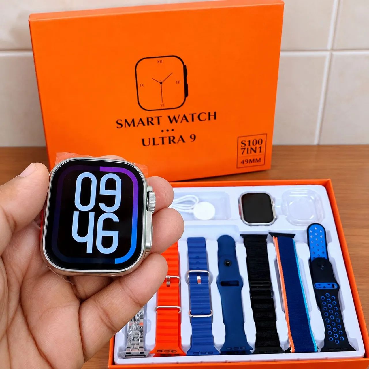 Smartwatch Ultra 9 Com Kit de 7 Pulseiras e Capa Protetora - Foto 2