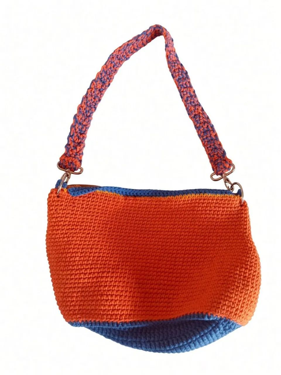 Bolsa de crochê laranja e azul -Brasilia  - Foto 2