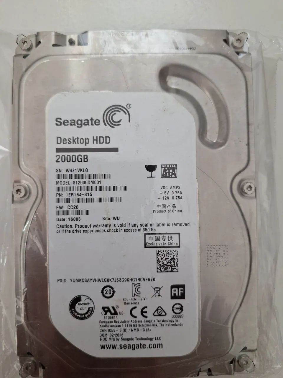 Hd 2TB seagate cftv cpu dvr nvr