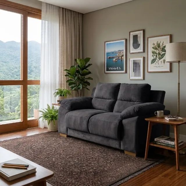Sofa Luna Estofar 2 Lugares Tecido Veludo - Praia Moveis  - Foto 3