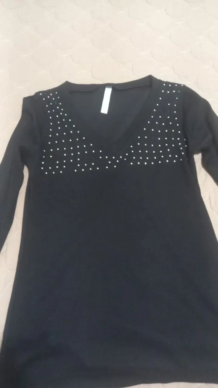 Blusa manga longa linho tamanho M usada. - Foto 3