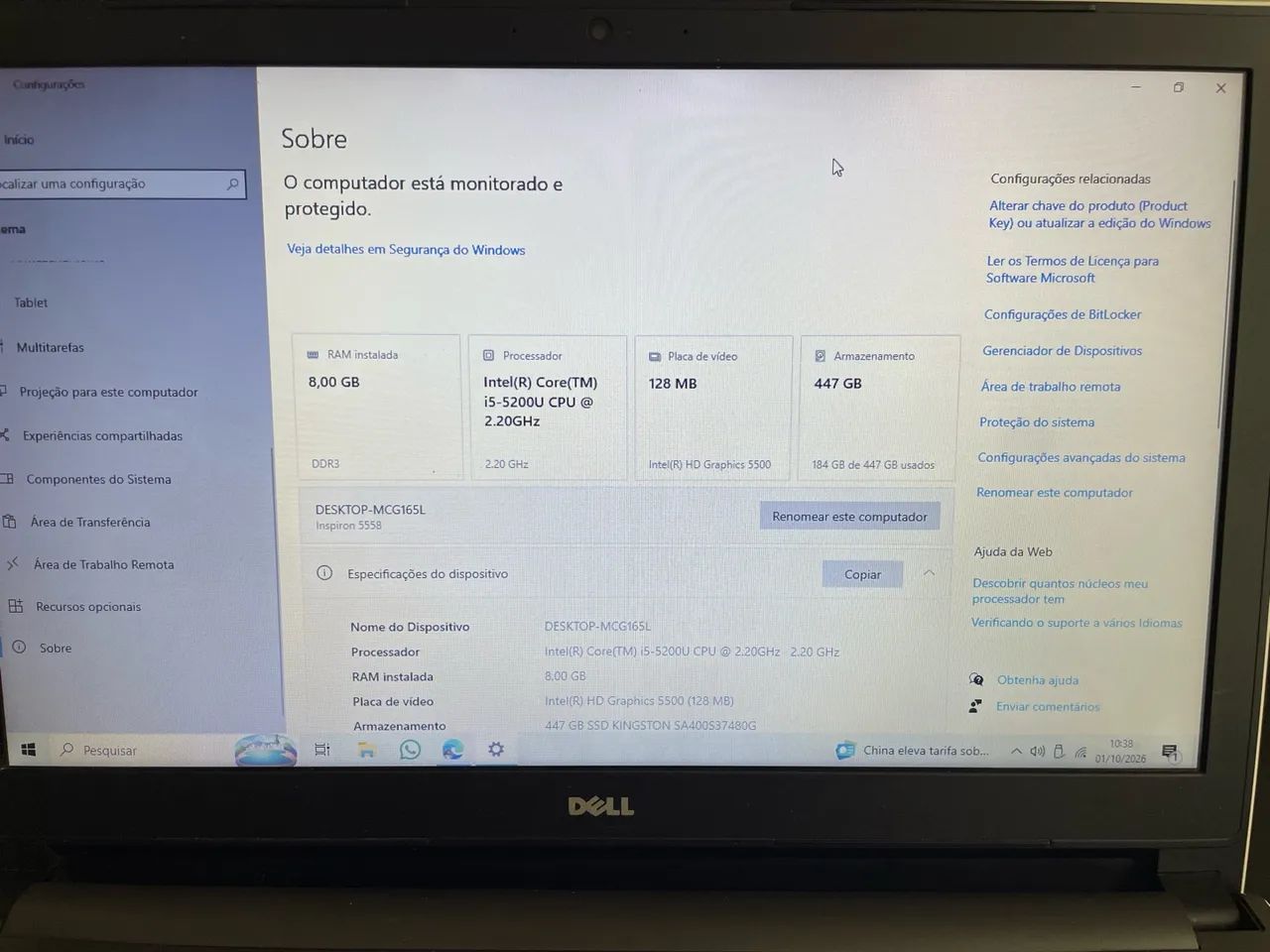 Notebook Dell inspiron 15.6 processador i5 - Foto 5