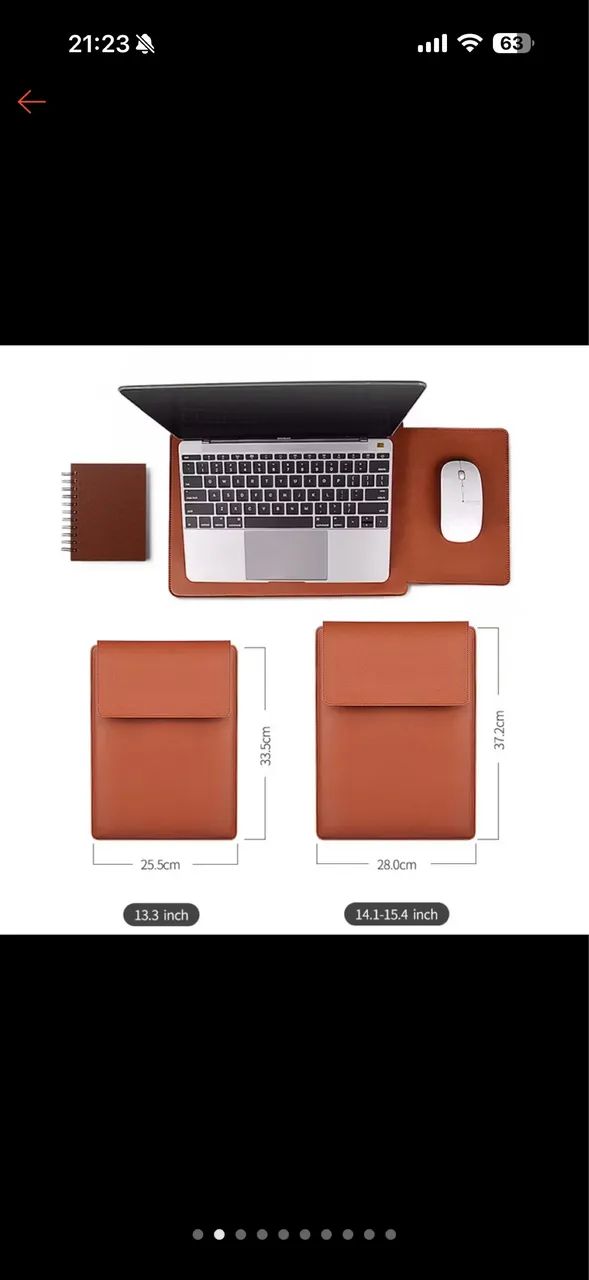 Capa para notebook stand macia de couro preta