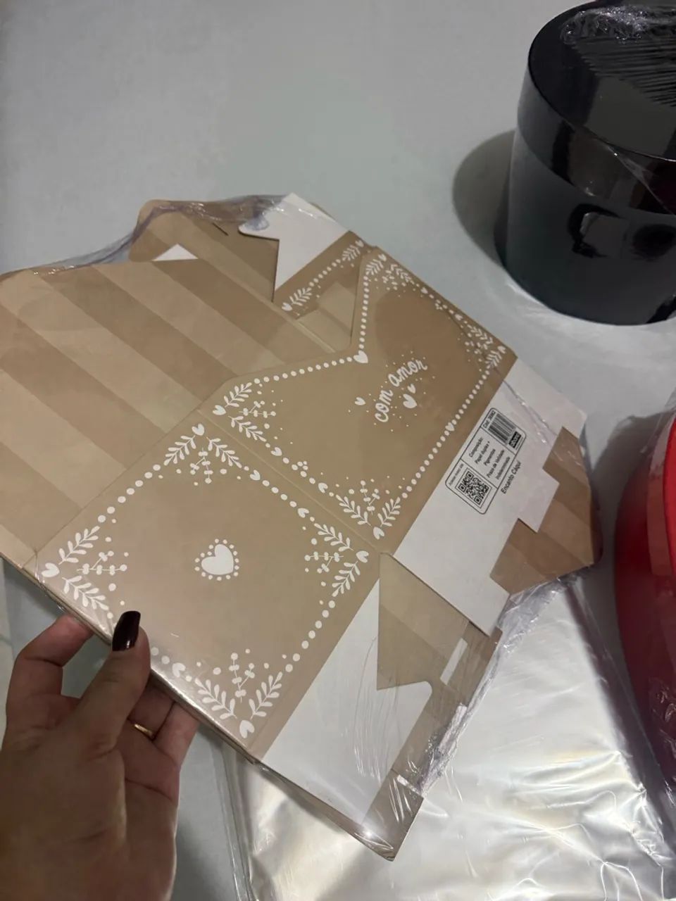 Caixa e acessórios para cesta e box de presente - Foto 2