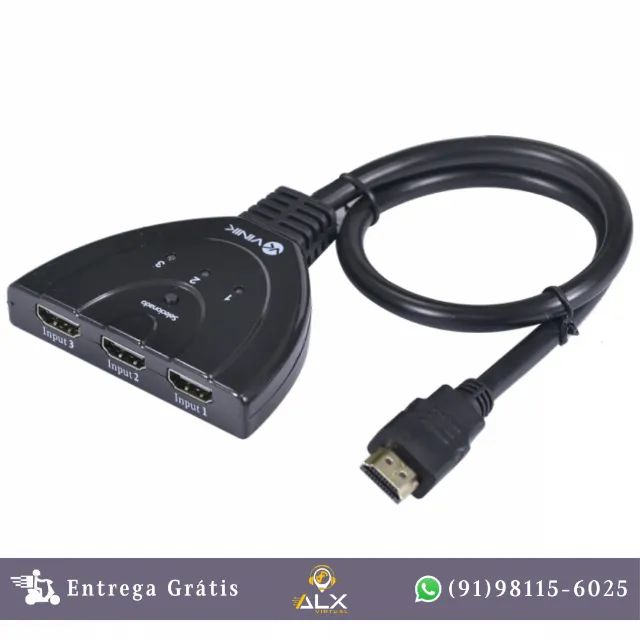Switch Hdmi 3 Entradas e 1 Saida 1.3v Com Suporte 3d e 1080p *ENTREGA GRÁTIS*