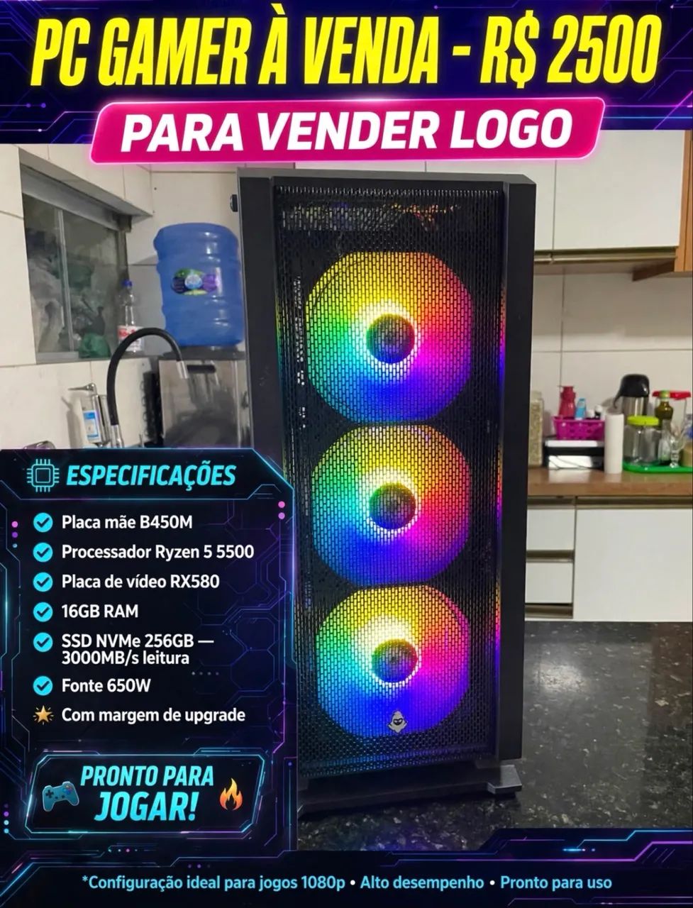 PARA VENDER HOJE! Pc gamer ryzen