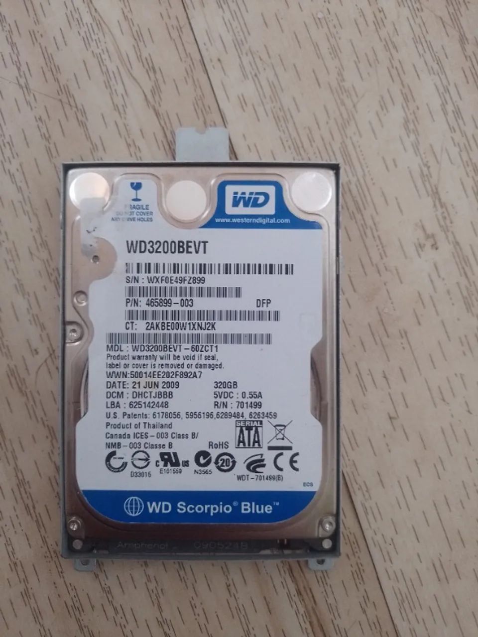 HD Western digital 320 Gb 2,5'' para notebook