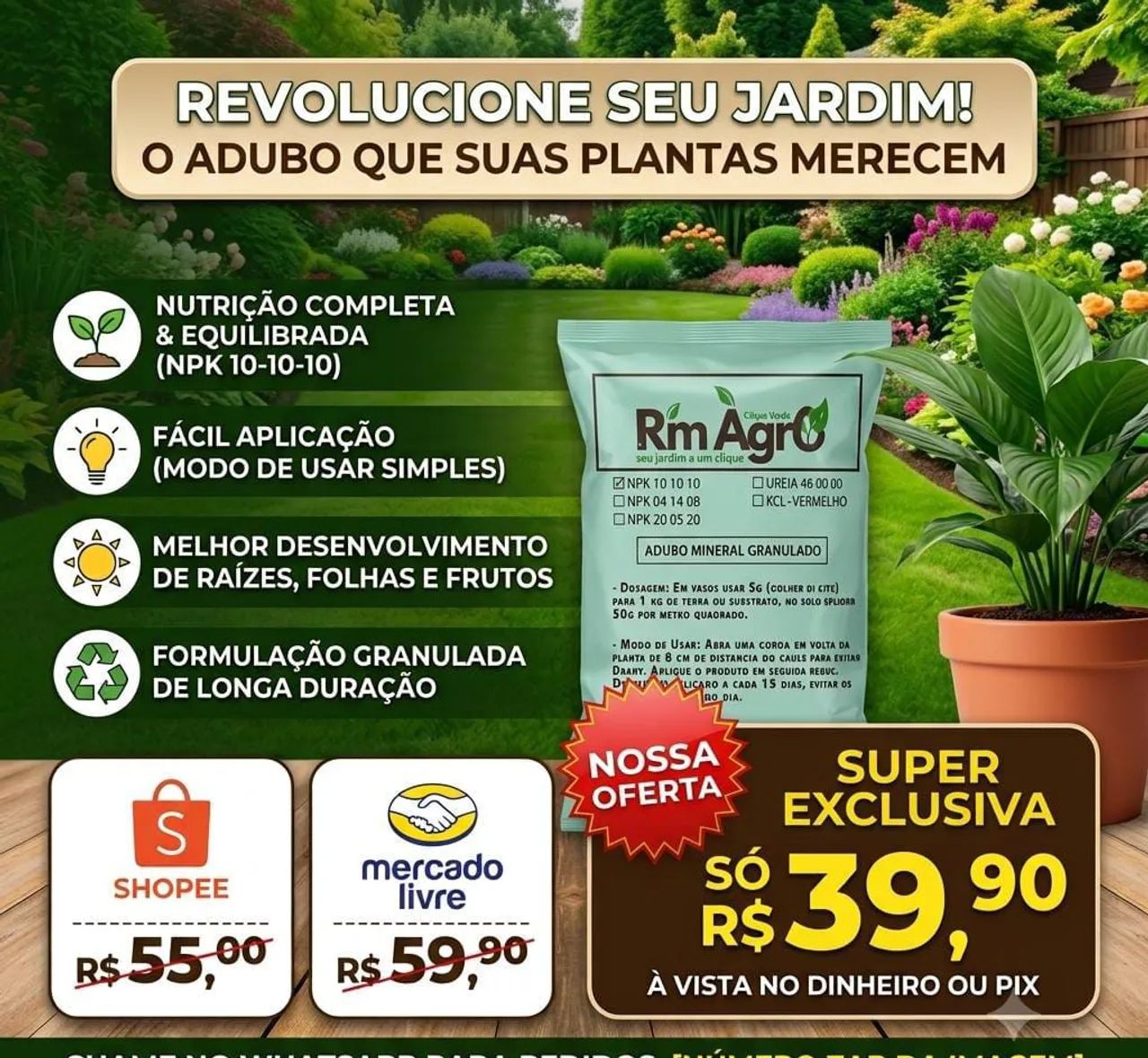 Adubo mineral granulado 5kg