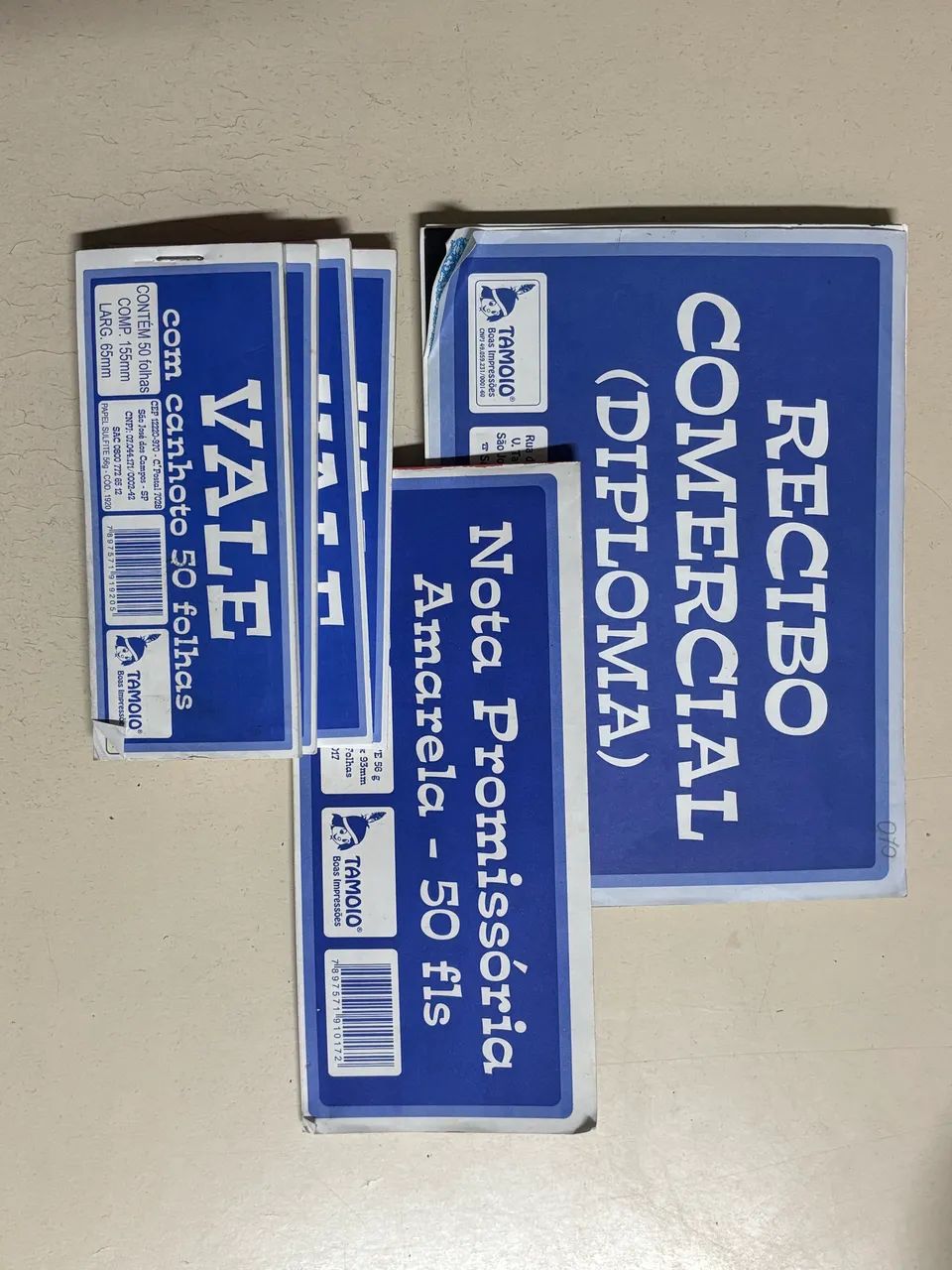 Blocos de vale, nota promissória e recibo comercial - 7 unidades 