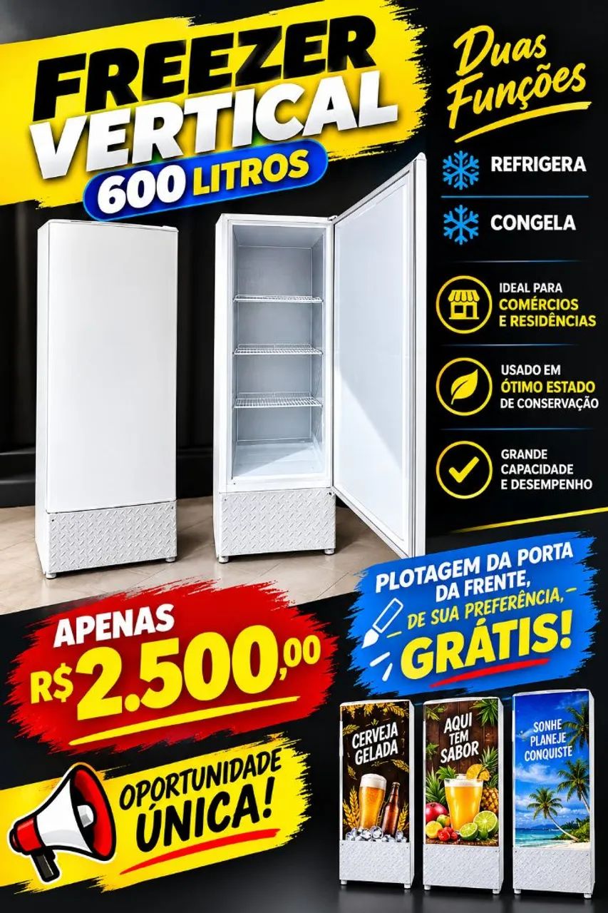 Freezer vertical 600l (Gela e Congela) 