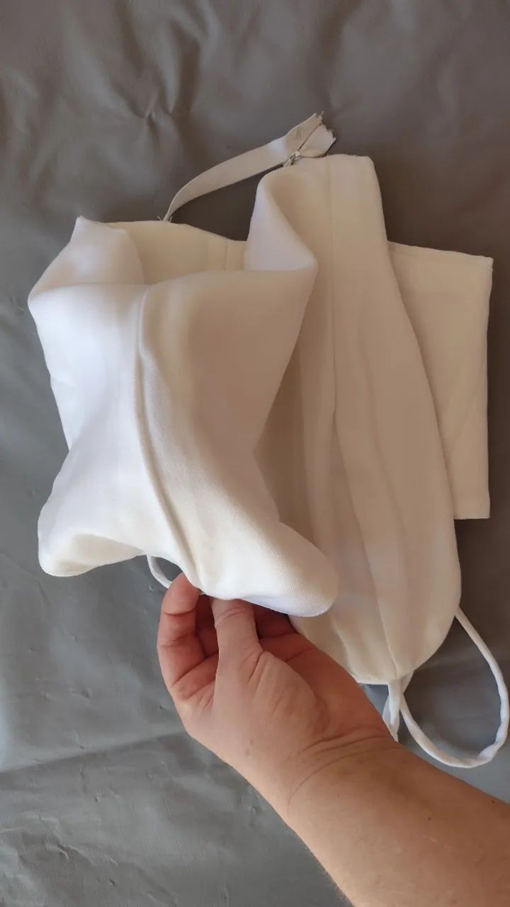 Corset Branco Acetinado Alfaiataria Busto com aramado  - Foto 5