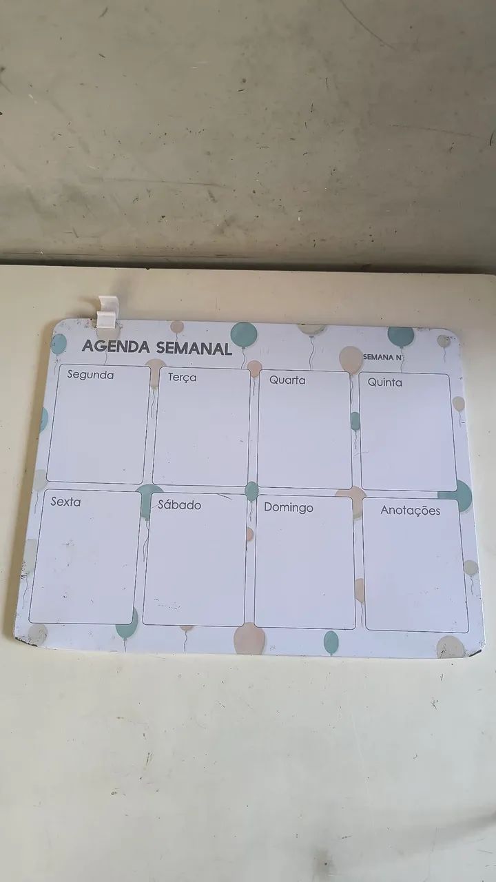 Quadro lousa rotina semanal