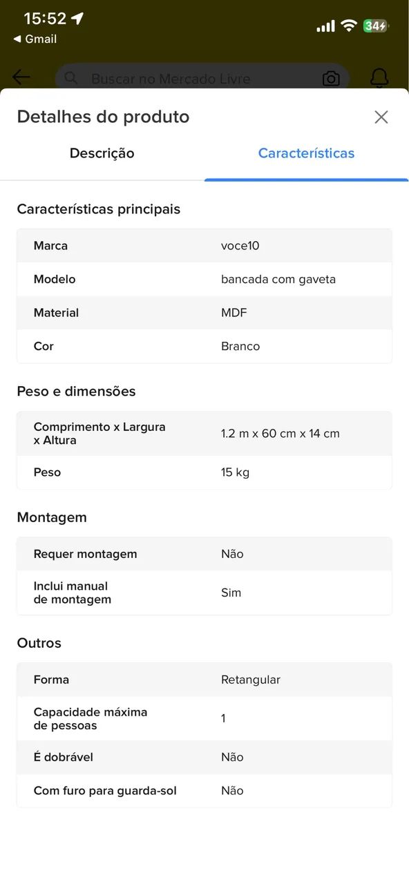 Bancada / Mesa com Gaveta - Foto 3