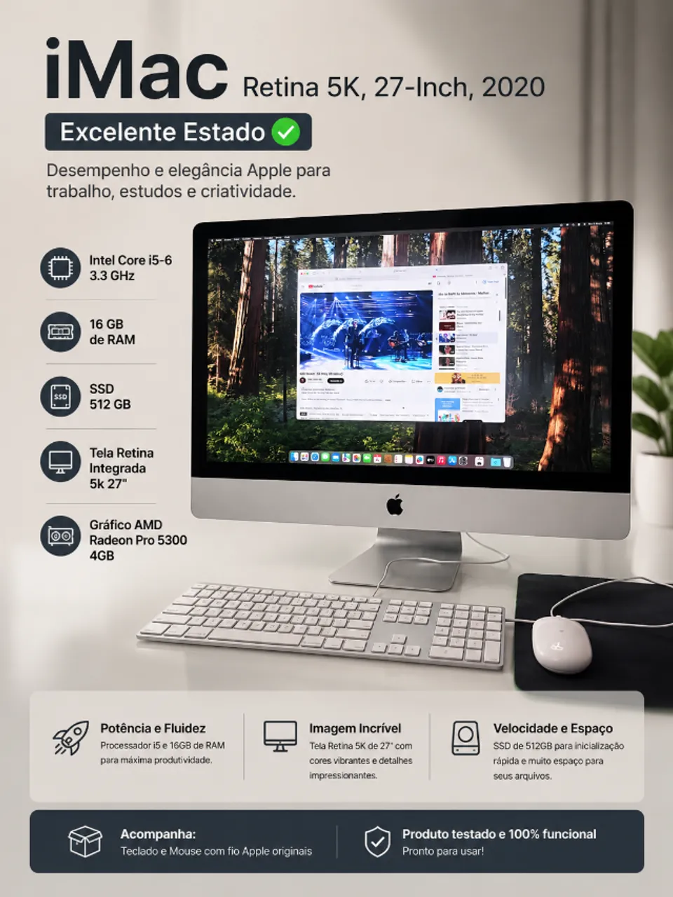 Imac 2020 5k 27 Core I7 3,8g | 32gb Ram | 512gb - Computadores e