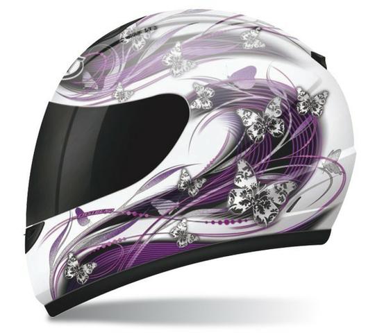 Capacete Mt Revenge Butterfly Feminino Branco Roxo M57-58