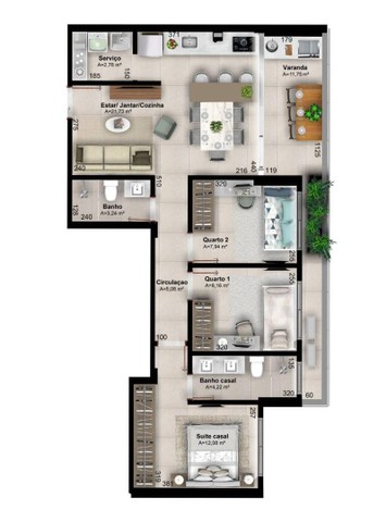 Apartamento na Orla com 3 dormitórios à venda, 120 m² por R$ 729.000 - Graciosa - Orla 14  - Foto 8
