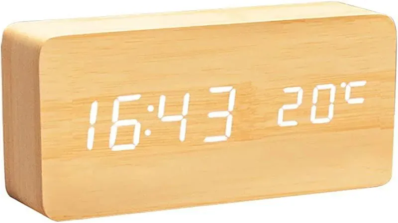Relógio de mesa digital com medidor de temperatura interno