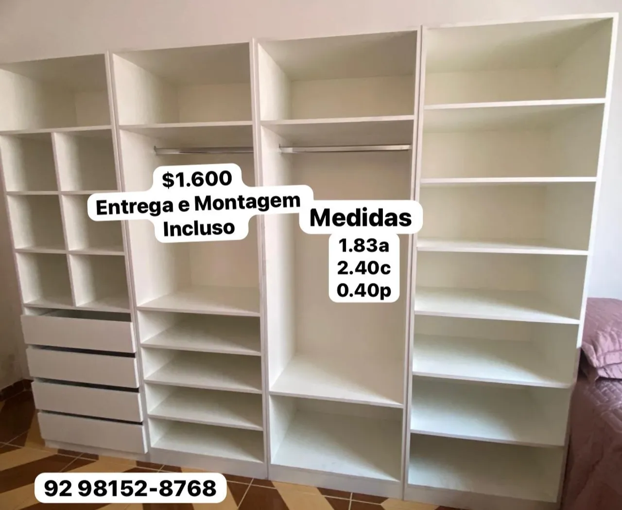 CLOSET CASAL MDF 40 DE PROFUNDIDADE