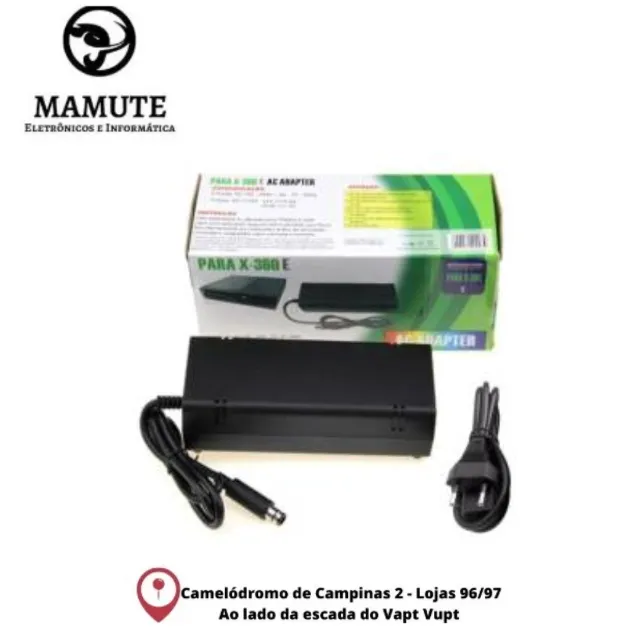 Fonte Xbox 360 Super Slim 1 Pino 120w Bivolt 110/220v + Cabo