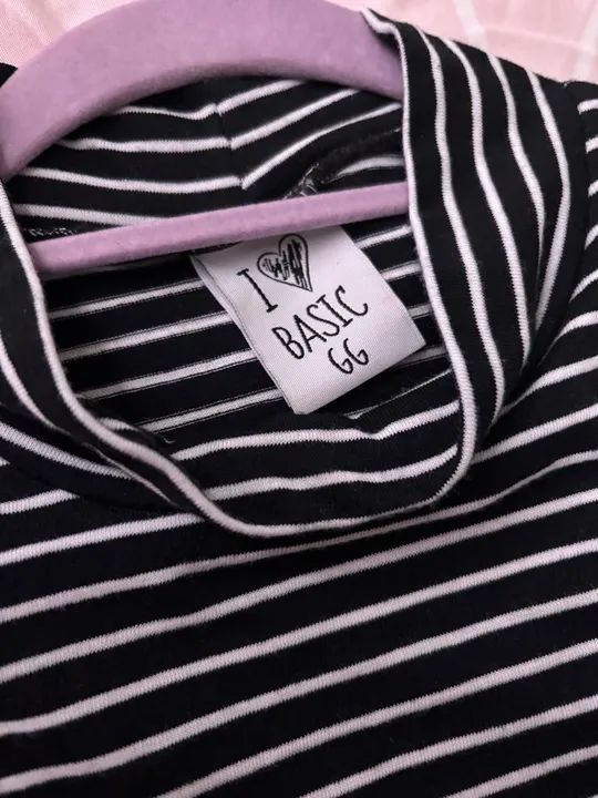 Blusa de Algodão Listrada Preta e Branca - Foto 3