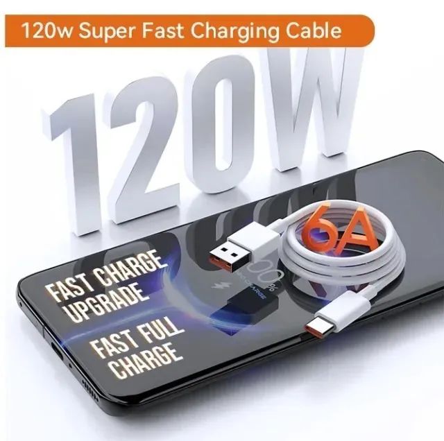 Cabo Carregador Usb Xiaomi Original 120w 6a Turbo Charge 2M - Foto 2